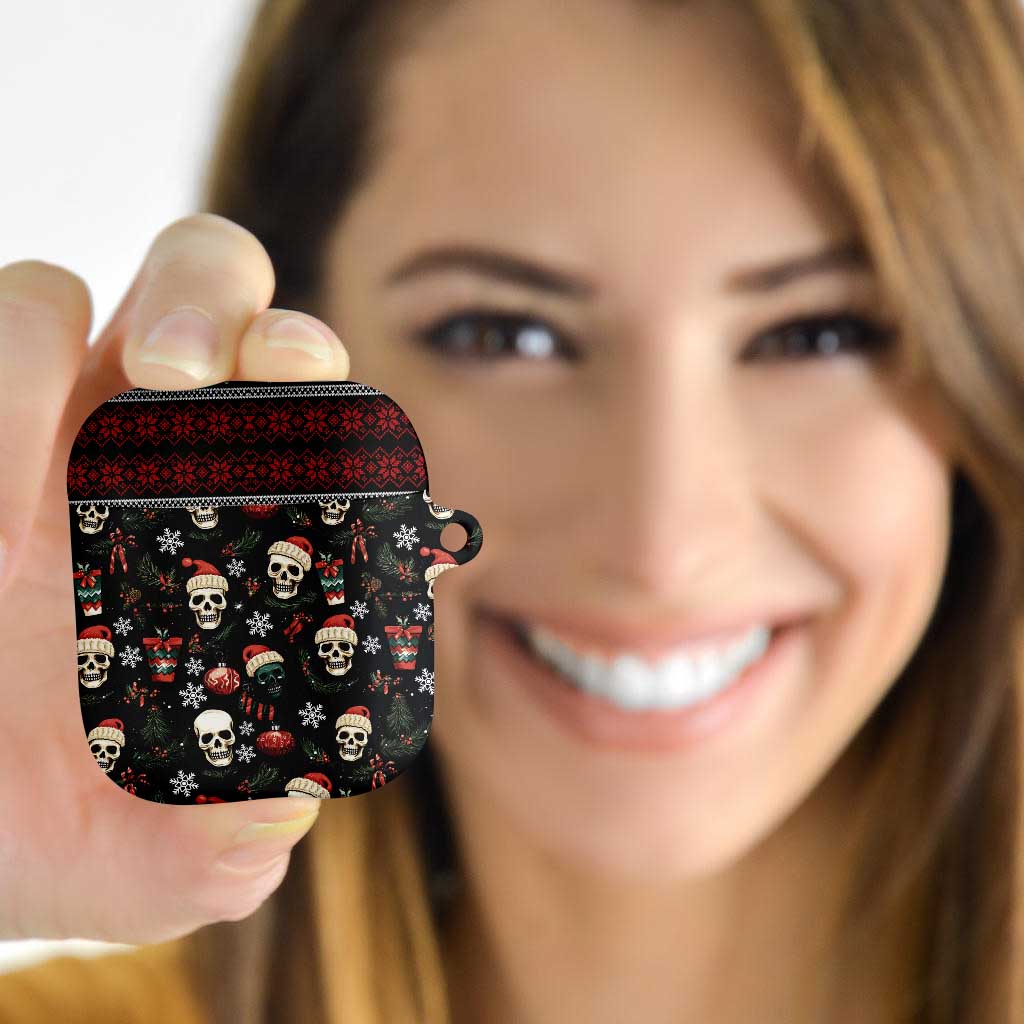 Skull Face Christmas AirPods Case Xmas Holiday Patterns - Wonder Print Shop