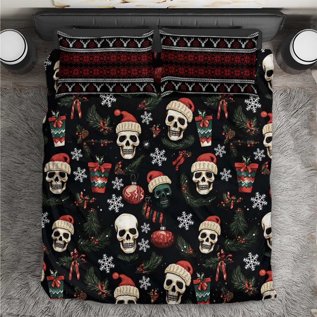 Skull Face Christmas Bedding Set Xmas Holiday Patterns - Wonder Print Shop