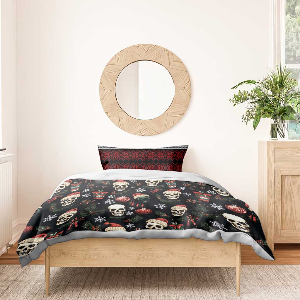 Skull Face Christmas Bedding Set Xmas Holiday Patterns - Wonder Print Shop