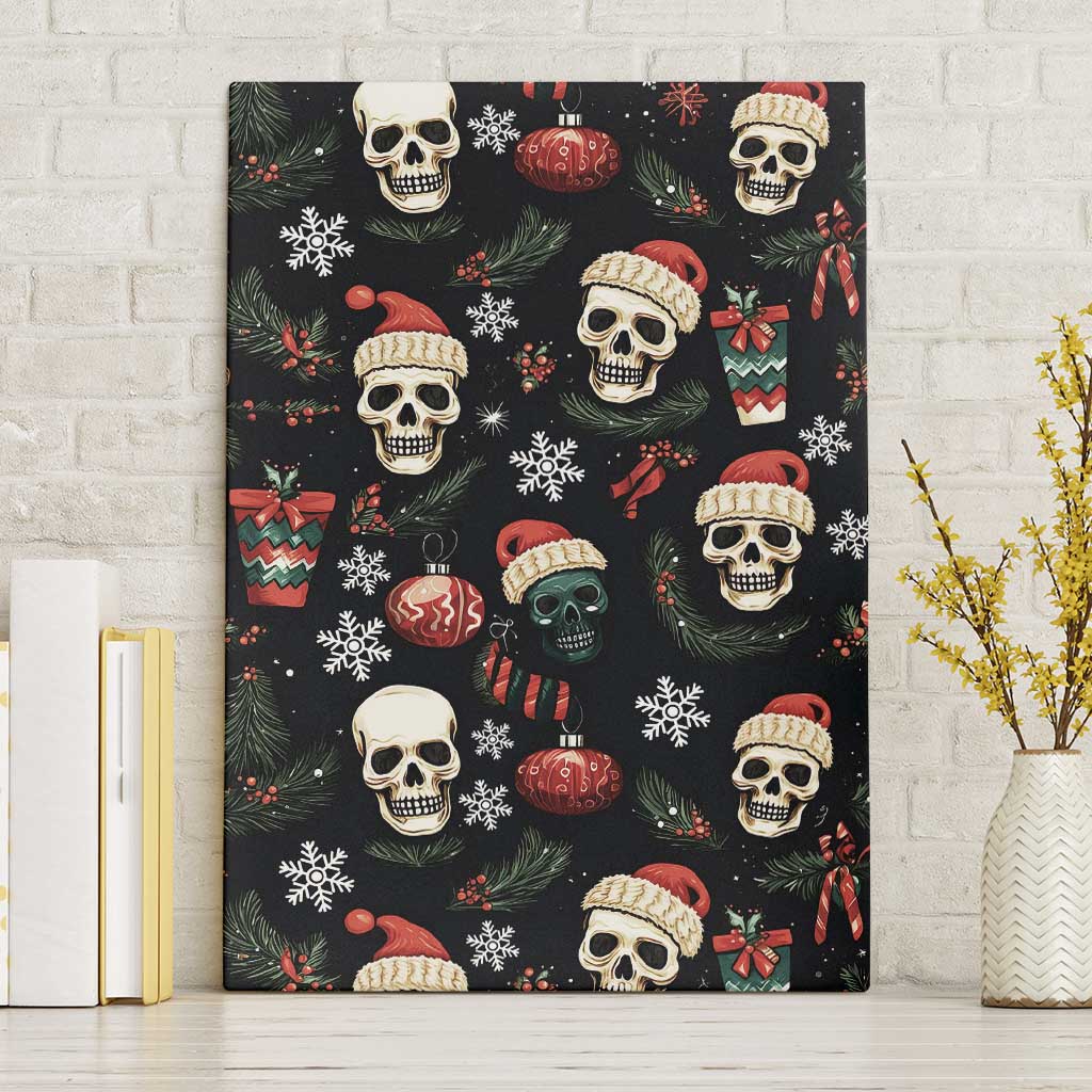 Skull Face Christmas Canvas Wall Art Xmas Holiday Patterns - Wonder Print Shop