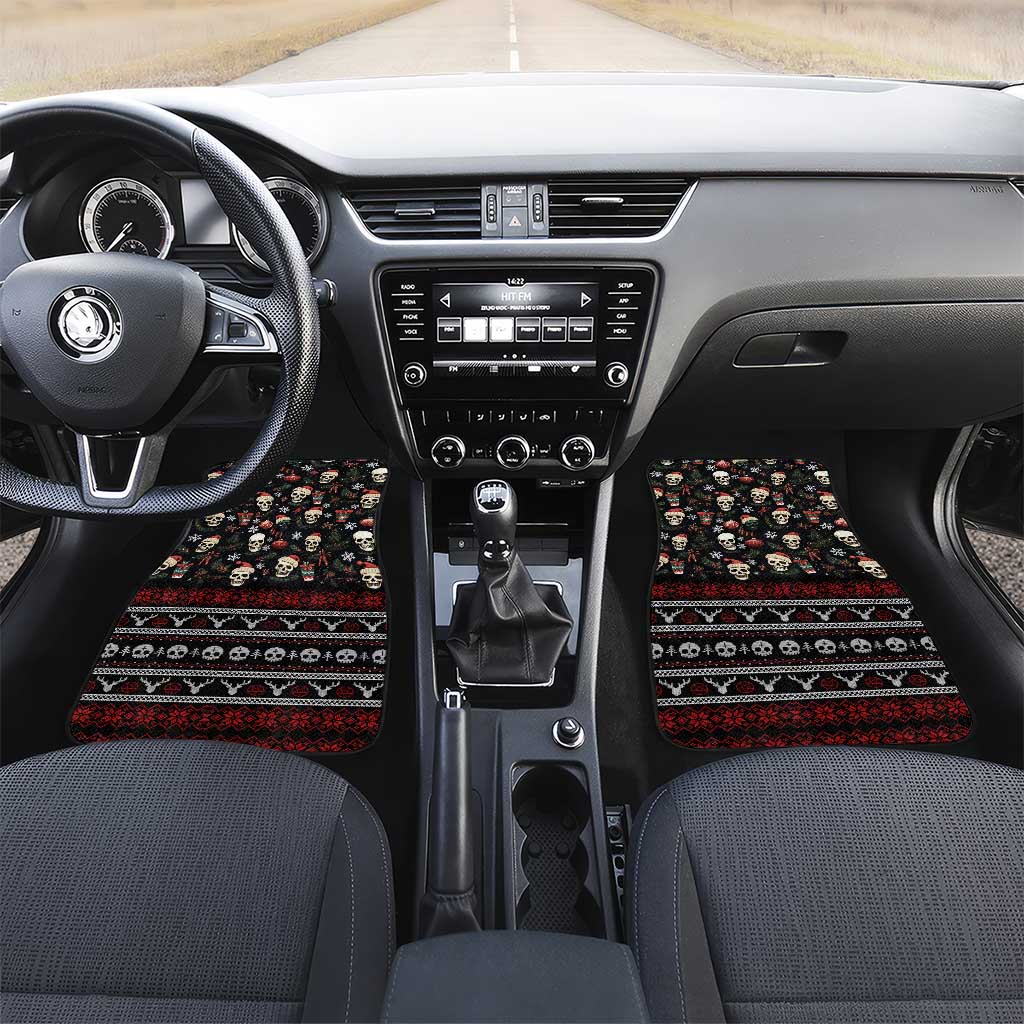Skull Face Christmas Car Mats Xmas Holiday Patterns - Wonder Print Shop