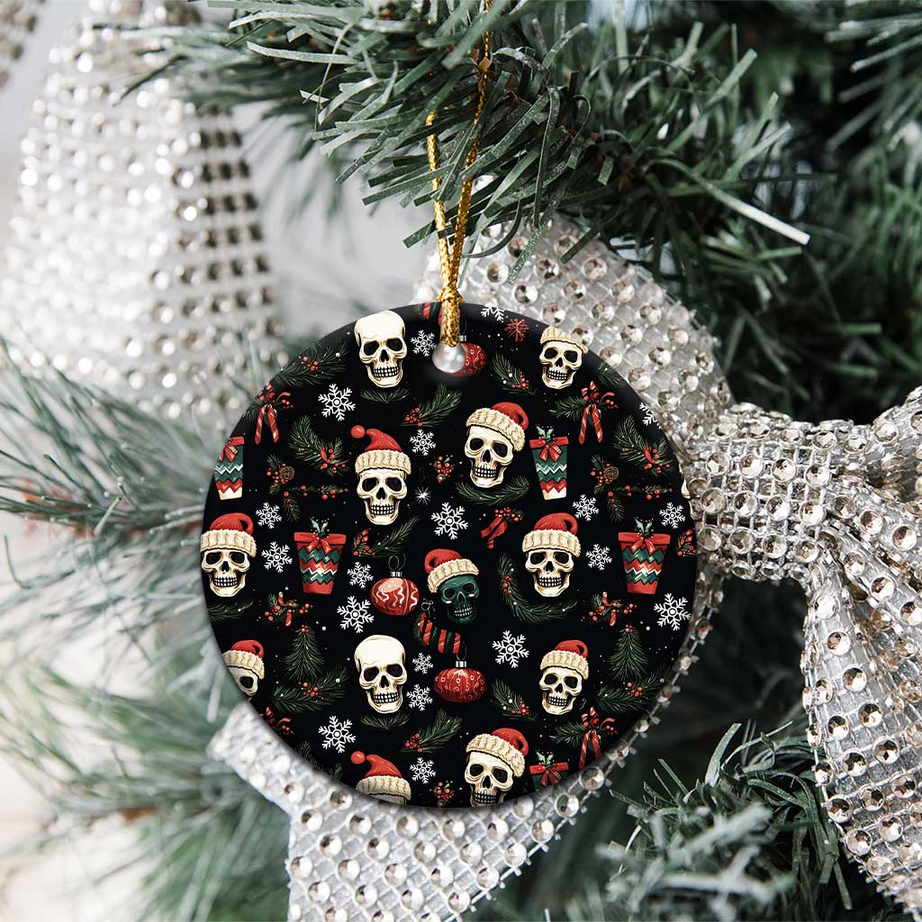 Skull Face Christmas Ceramic Ornament Xmas Holiday Patterns - Wonder Print Shop
