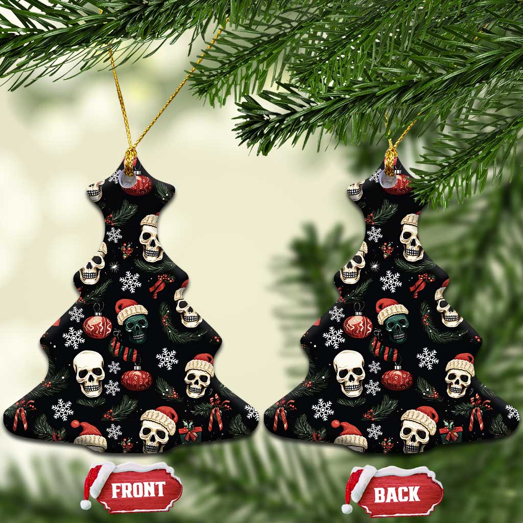 Skull Face Christmas Ceramic Ornament Xmas Holiday Patterns - Wonder Print Shop