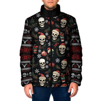 Skull Face Christmas Padded Jacket Xmas Holiday Patterns - Wonder Print Shop