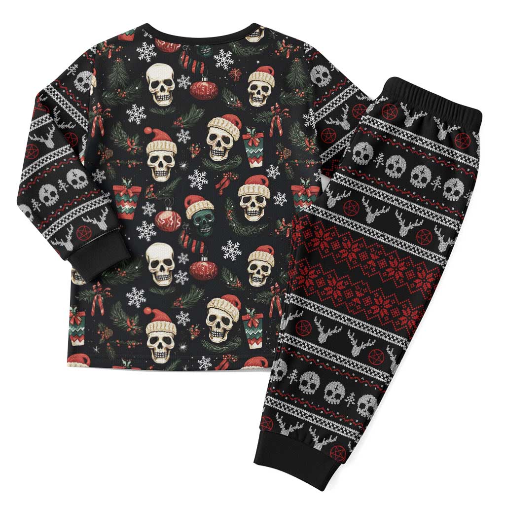 Skull Face Christmas Pajama Set Xmas Holiday Patterns - Wonder Print Shop