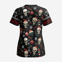 Skull Face Christmas Scrub Top Xmas Holiday Patterns - Wonder Print Shop