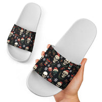 Skull Face Christmas Slide Sandals Xmas Holiday Patterns - Wonder Print Shop