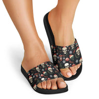 Skull Face Christmas Slide Sandals Xmas Holiday Patterns - Wonder Print Shop