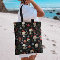 Skull Face Christmas Tote Bag Xmas Holiday Patterns - Wonder Print Shop