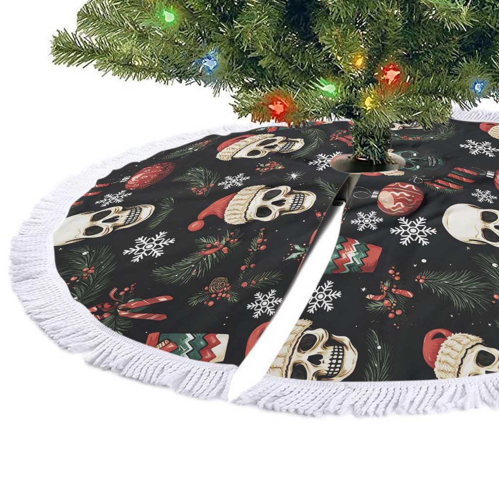 Skull Face Christmas Tree Skirt Xmas Holiday Patterns - Wonder Print Shop