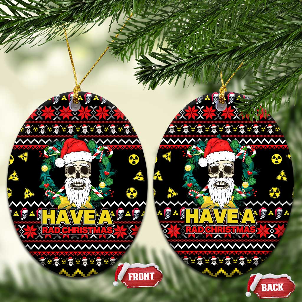 Skull Have A Rad Christmas Ceramic Ornament Xmas Holiday Patterns - Wonder Print Shop