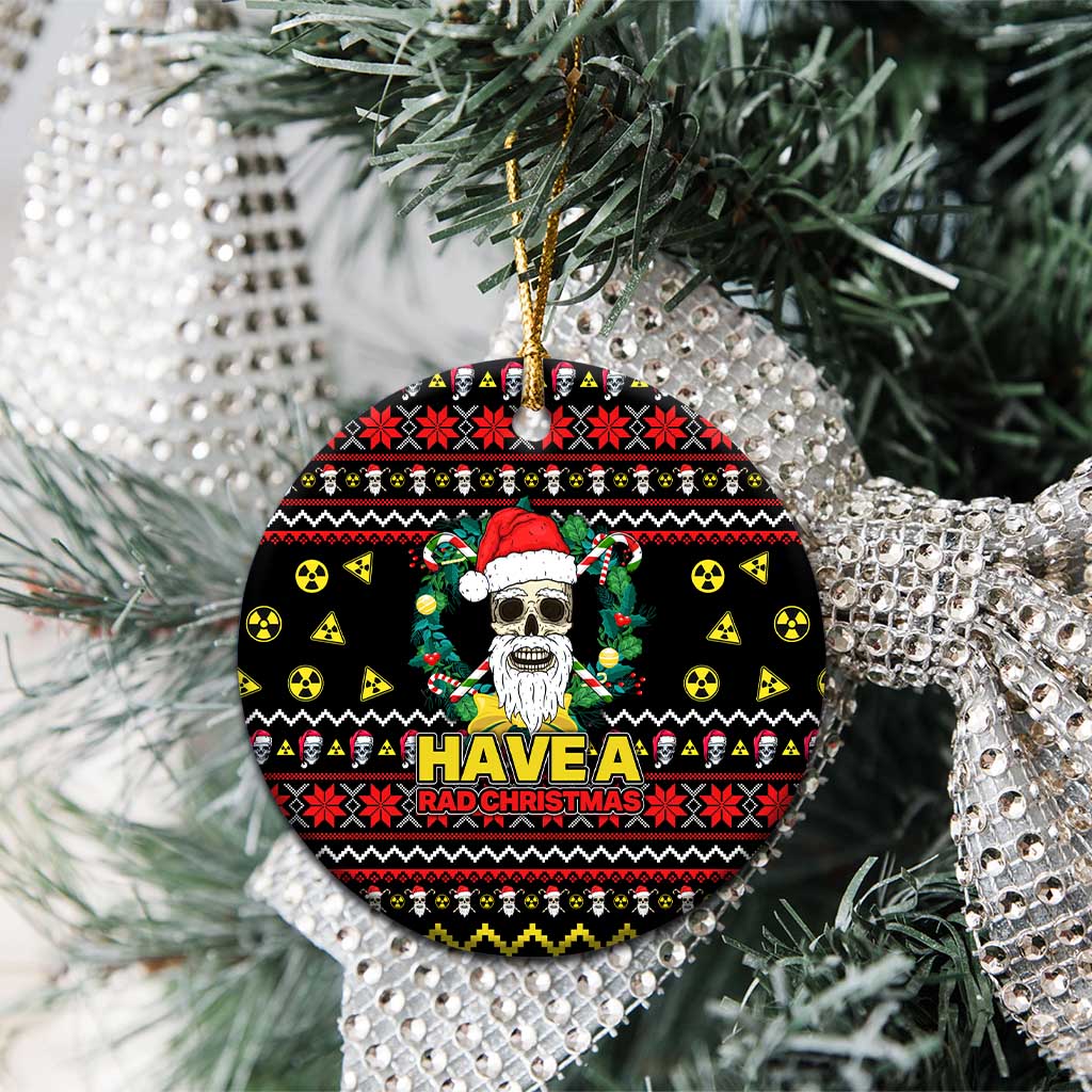 Skull Have A Rad Christmas Ceramic Ornament Xmas Holiday Patterns - Wonder Print Shop