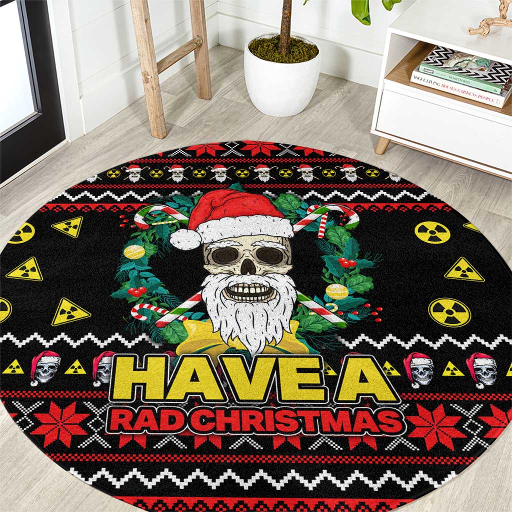 Skull Have A Rad Christmas Round Carpet Xmas Holiday Patterns - Wonder Print Shop