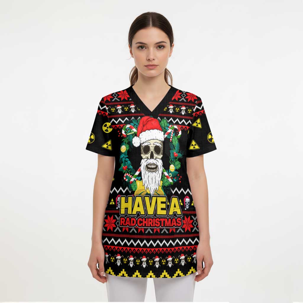 Skull Have A Rad Christmas Scrub Top Xmas Holiday Patterns - Wonder Print Shop