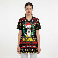 Skull Have A Rad Christmas Scrub Top Xmas Holiday Patterns - Wonder Print Shop