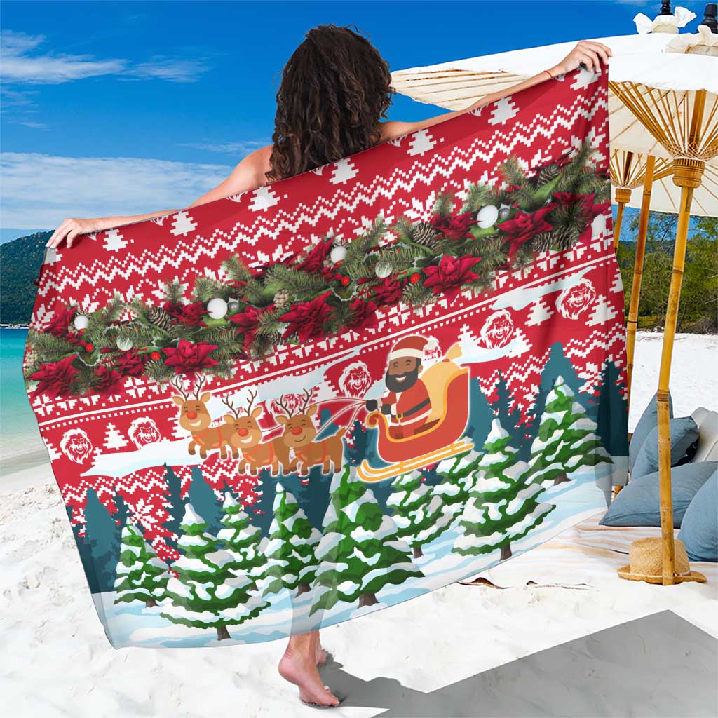 Guinea Bissau Christmas Sarong with Santa Sleigh Reindeer Forest and National Flag Design - Wonder Print Shop