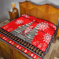 Indonesia Christmas Quilt with Santa Temple Snowflakes and Red Candy Cane Pattern - Wonder Print Shop