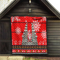Indonesia Christmas Quilt with Santa Temple Snowflakes and Red Candy Cane Pattern - Wonder Print Shop