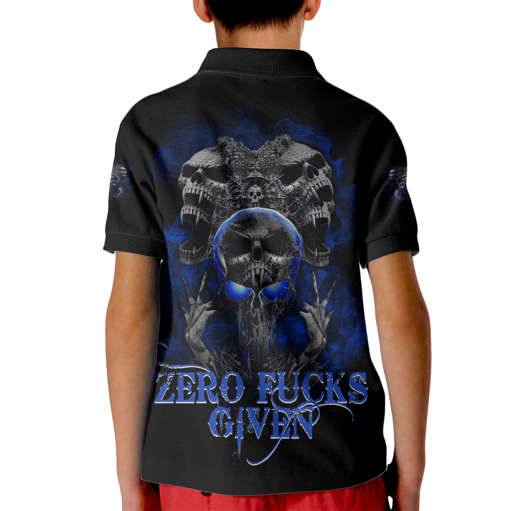 Skull Butterfly Demon - Zero Fck Given Kid Polo Shirt - Wonder Print Shop