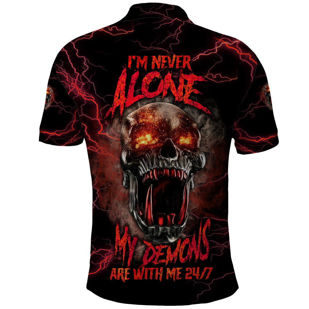 I'm Never Alone Skull Demon Polo Shirt - Wonder Print Shop