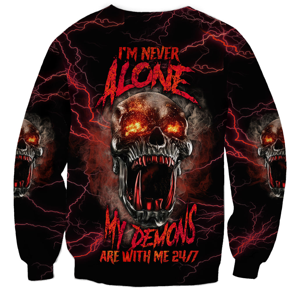 Black unisex sweatshirt with red lightning and large skull demon front graphic
