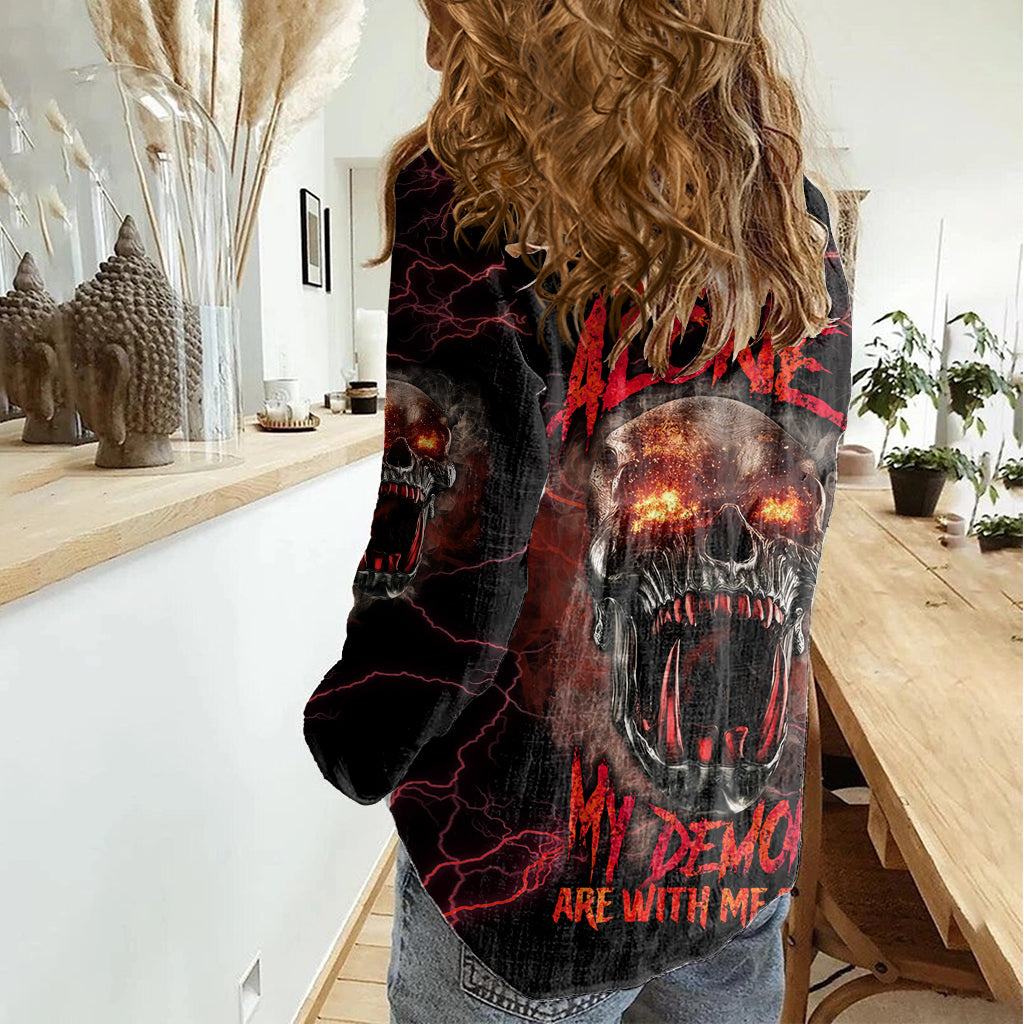 im-never-alone-skull-demon-women-casual-shirt