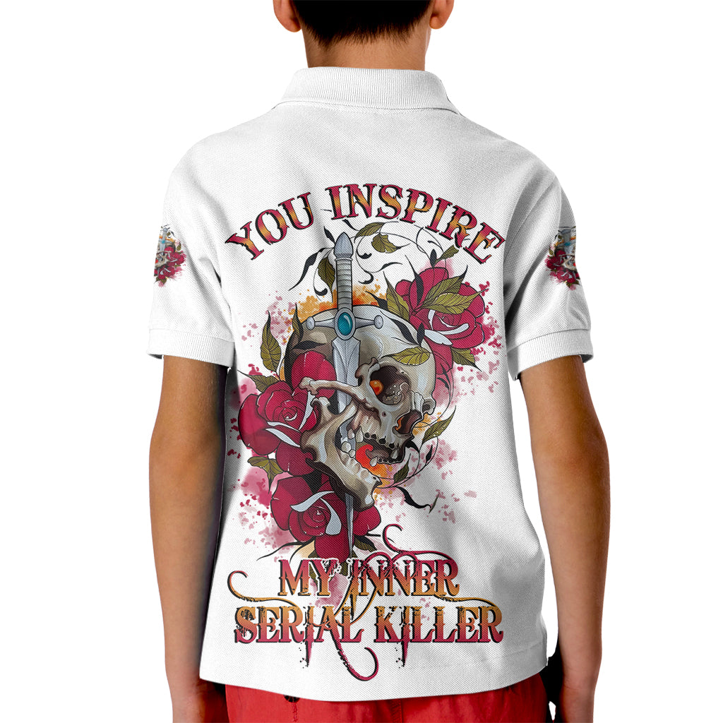 You Inspire My Inner Serial K Skull Rose Kid Polo Shirt - Wonder Print Shop