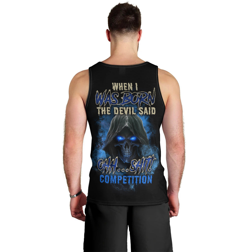 When I Was Born Reaper Fire Blue Men Tank Top - Wonder Print Shop