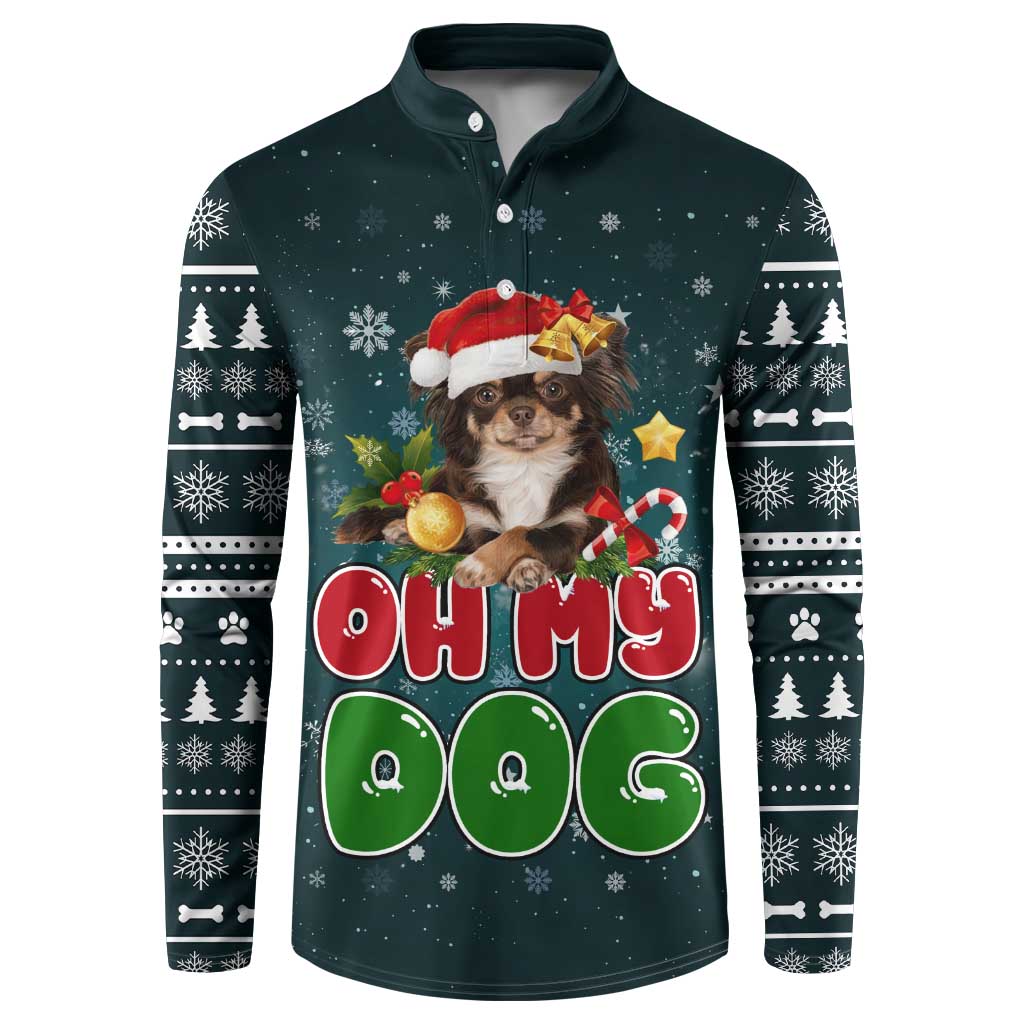 Chihuahua Oh My Dog Christmas Button Sweatshirt Xmas Holiday Patterns - Wonder Print Shop