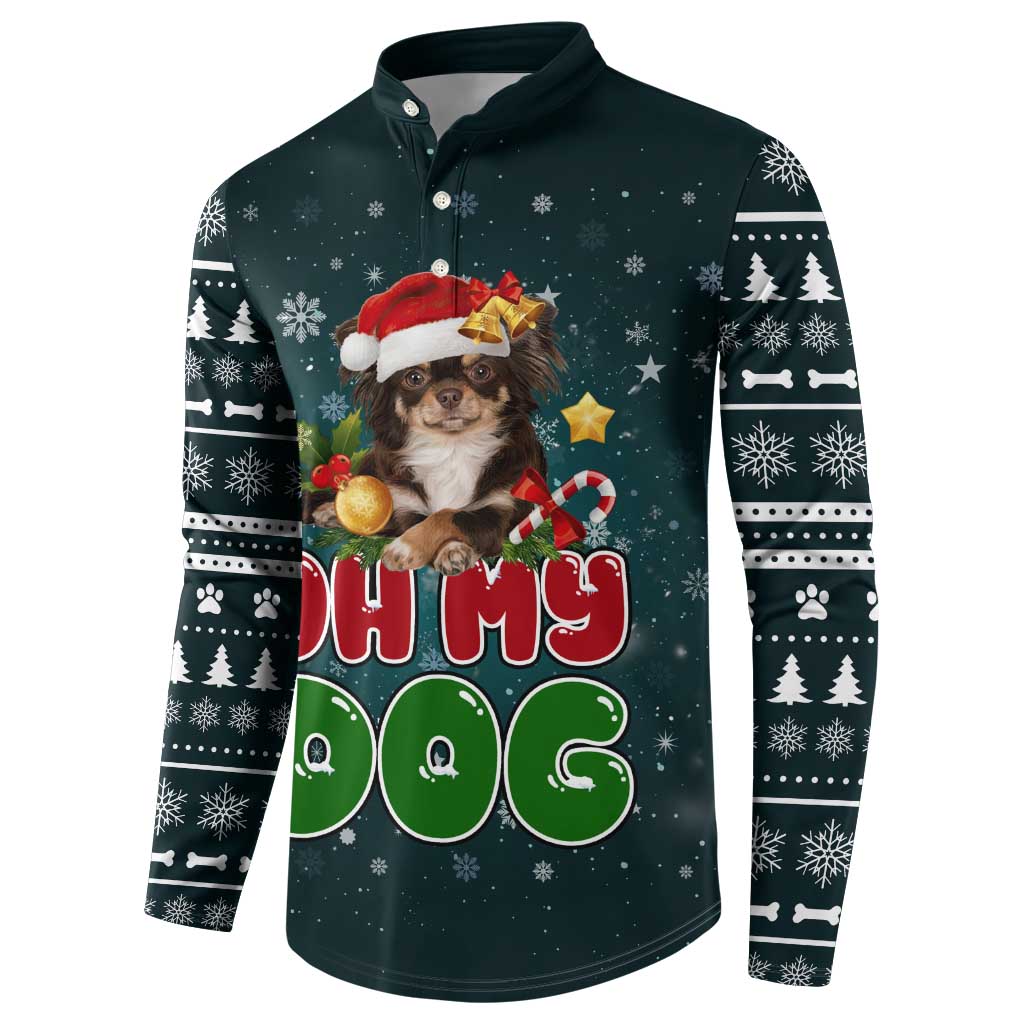 Chihuahua Oh My Dog Christmas Button Sweatshirt Xmas Holiday Patterns - Wonder Print Shop