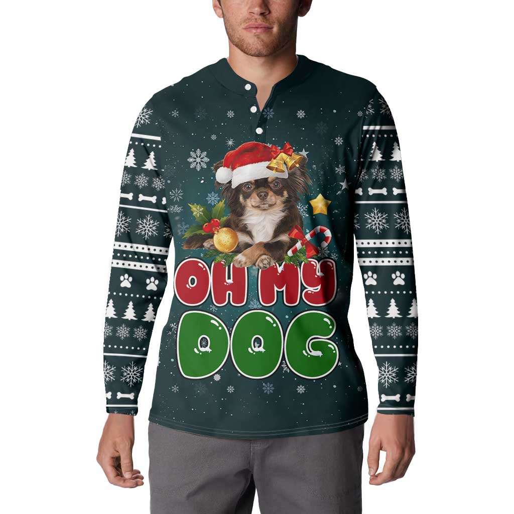 Chihuahua Oh My Dog Christmas Button Sweatshirt Xmas Holiday Patterns - Wonder Print Shop