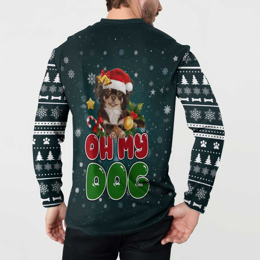Chihuahua Oh My Dog Christmas Button Sweatshirt Xmas Holiday Patterns - Wonder Print Shop