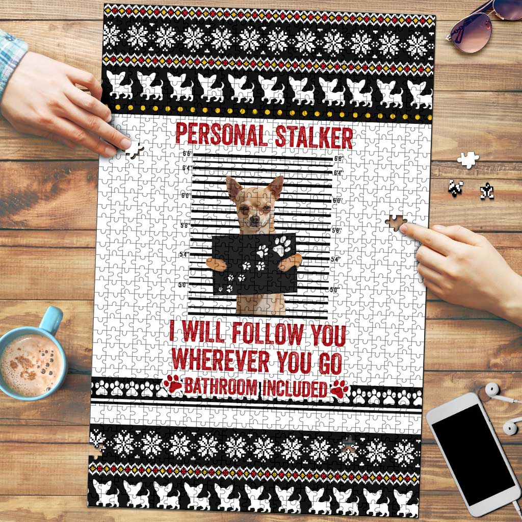 Chihuahua Personal Stalker Christmas Puzzle Xmas Holiday Patterns - Wonder Print Shop