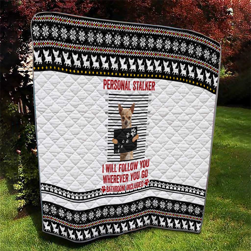 Chihuahua Personal Stalker Christmas Quilt Xmas Holiday Patterns - Wonder Print Shop