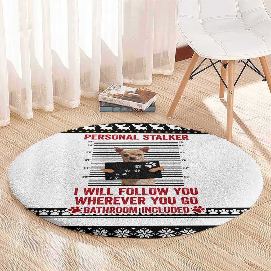 Chihuahua Personal Stalker Christmas Round Carpet Xmas Holiday Patterns - Wonder Print Shop