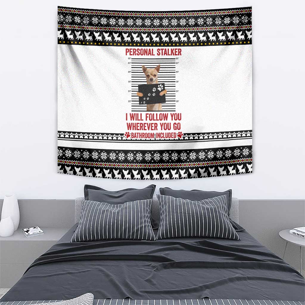 Chihuahua Personal Stalker Christmas Tapestry Xmas Holiday Patterns - Wonder Print Shop