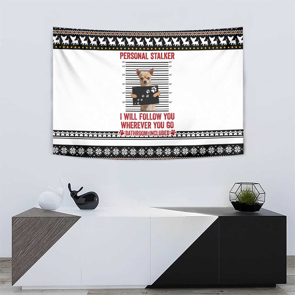 Chihuahua Personal Stalker Christmas Tapestry Xmas Holiday Patterns - Wonder Print Shop