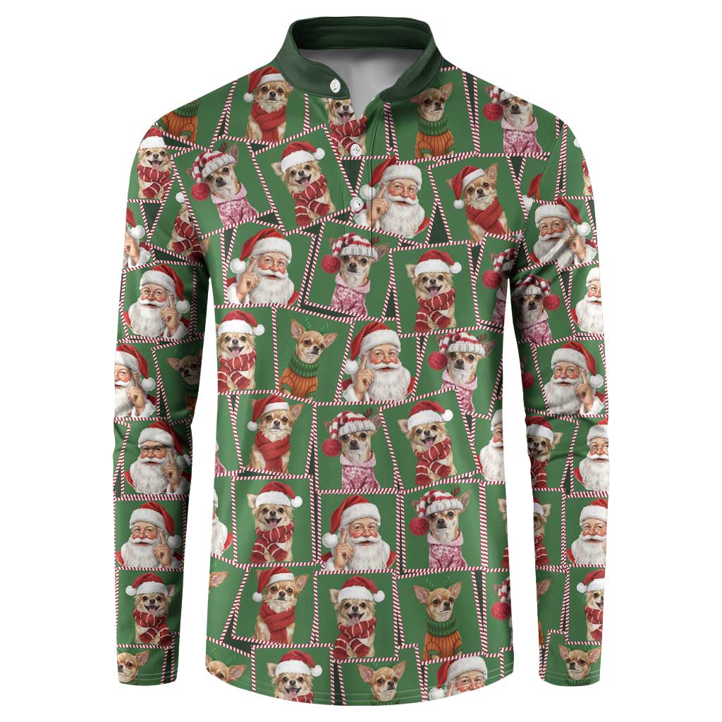 Chihuahua Santa Clau Christmas Button Sweatshirt Xmas Holiday Patterns - Wonder Print Shop