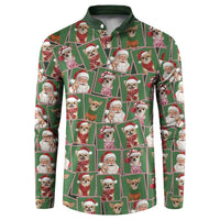 Chihuahua Santa Clau Christmas Button Sweatshirt Xmas Holiday Patterns - Wonder Print Shop