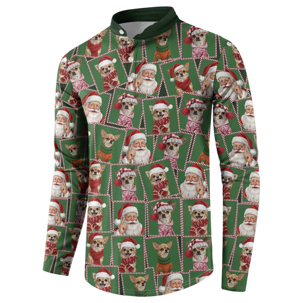 Chihuahua Santa Clau Christmas Button Sweatshirt Xmas Holiday Patterns - Wonder Print Shop