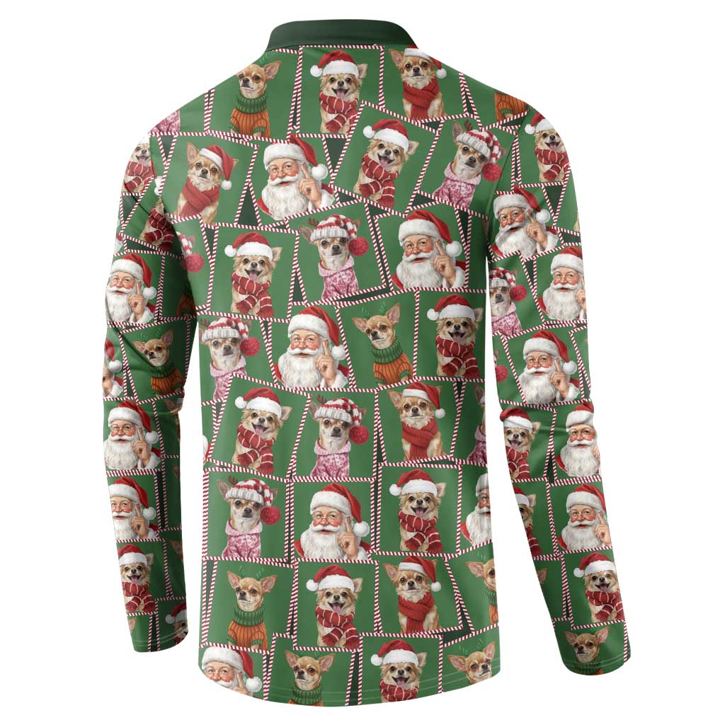 Chihuahua Santa Clau Christmas Button Sweatshirt Xmas Holiday Patterns - Wonder Print Shop