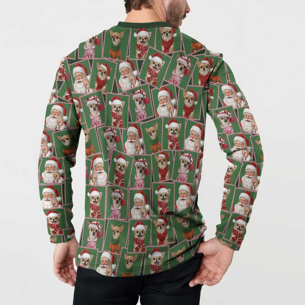 Chihuahua Santa Clau Christmas Button Sweatshirt Xmas Holiday Patterns - Wonder Print Shop