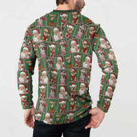 Chihuahua Santa Clau Christmas Button Sweatshirt Xmas Holiday Patterns - Wonder Print Shop