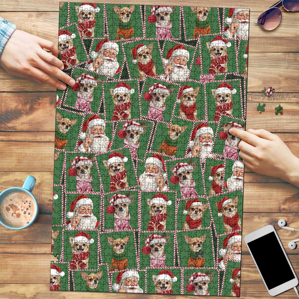 Chihuahua Santa Clau Christmas Puzzle Xmas Holiday Patterns - Wonder Print Shop