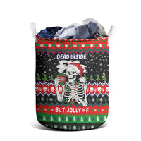 Dead Inside But Jolly Af Christmas Skeleton Laundry Basket Xmas Holiday Patterns - Wonder Print Shop