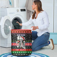 Dead Inside But Jolly Af Christmas Skeleton Laundry Basket Xmas Holiday Patterns - Wonder Print Shop