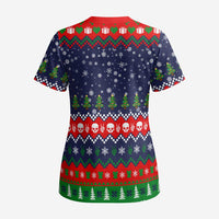 Dead Inside But Jolly Af Christmas Skeleton Scrub Top Xmas Holiday Patterns - Wonder Print Shop