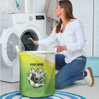Personalized Skull Bowling Laundry Basket with Neon Green Strike Design - Edgy Bowler Style - Wonder Print Shop