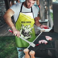 Personalized Skull Bowling Apron with Neon Green Strike Design - Edgy Bowler Style - Wonder Print Shop