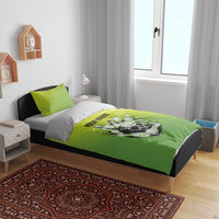Personalized Skull Bowling Bedding Set with Neon Green Strike Design - Edgy Bowler Style - Wonder Print Shop